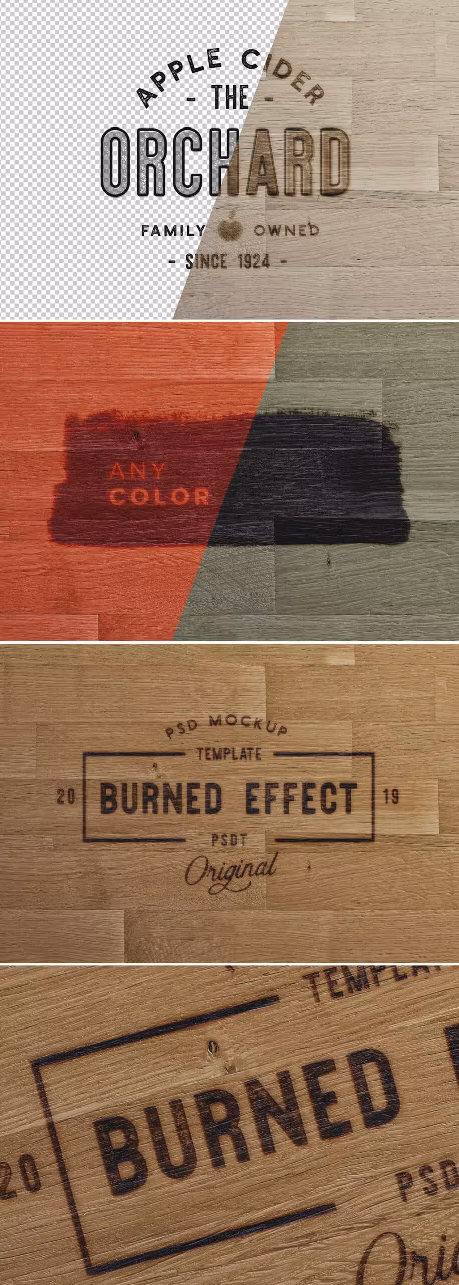دانلود Wooden Surface with Burn Effect Mockup – افکت طرح سوخته روی چوب