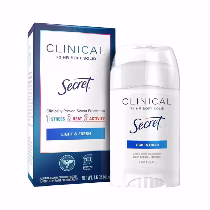 مام کلینیکال سکرت مدل Light And Fresh محافظت 72 ساعته حجم 45 گرم