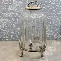 کلمن شیشه ای دلوا نقره ای شیشه ساده