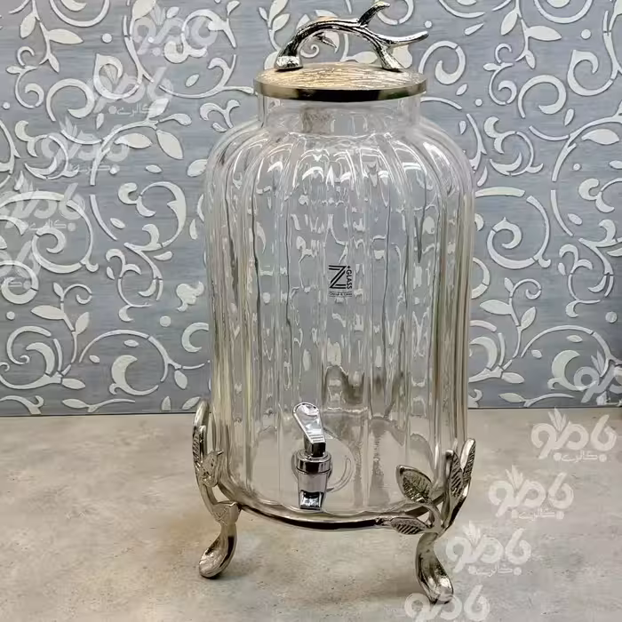 کلمن شیشه ای دلوا نقره ای شیشه ساده