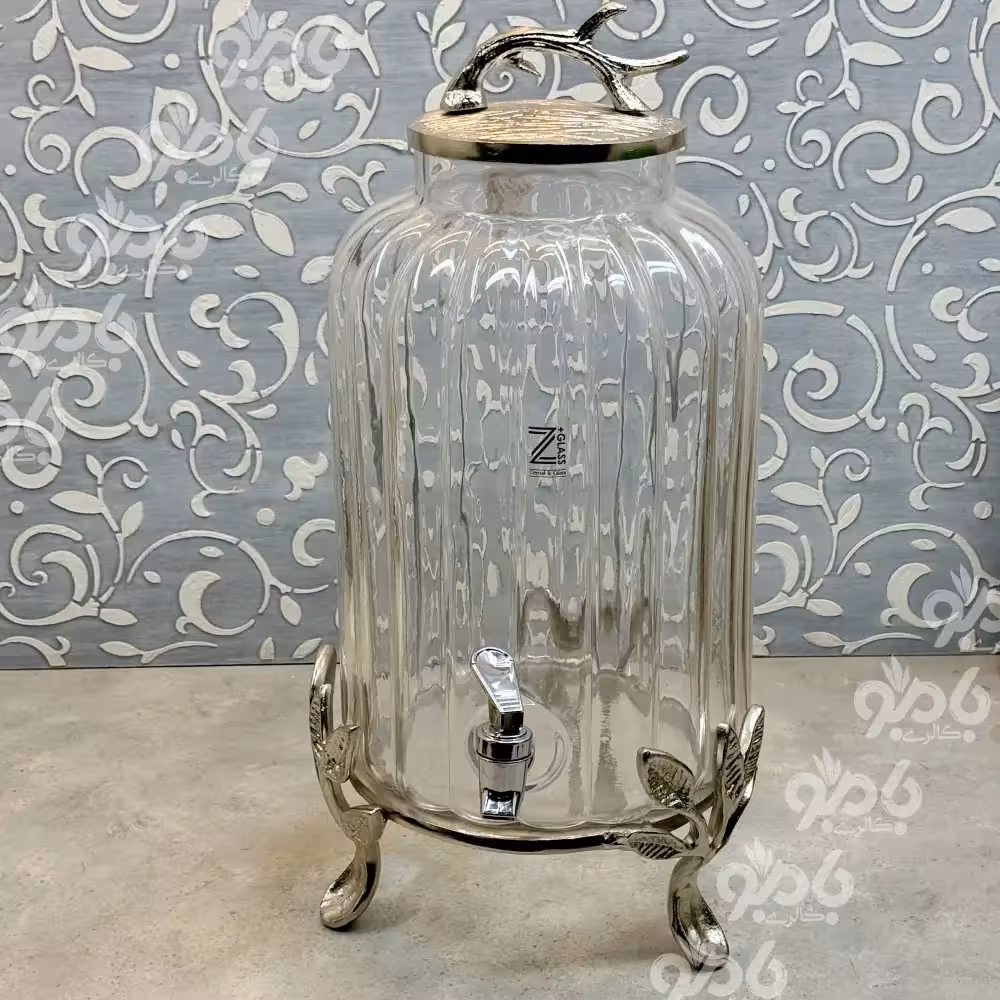 کلمن شیشه ای دلوا نقره ای شیشه ساده