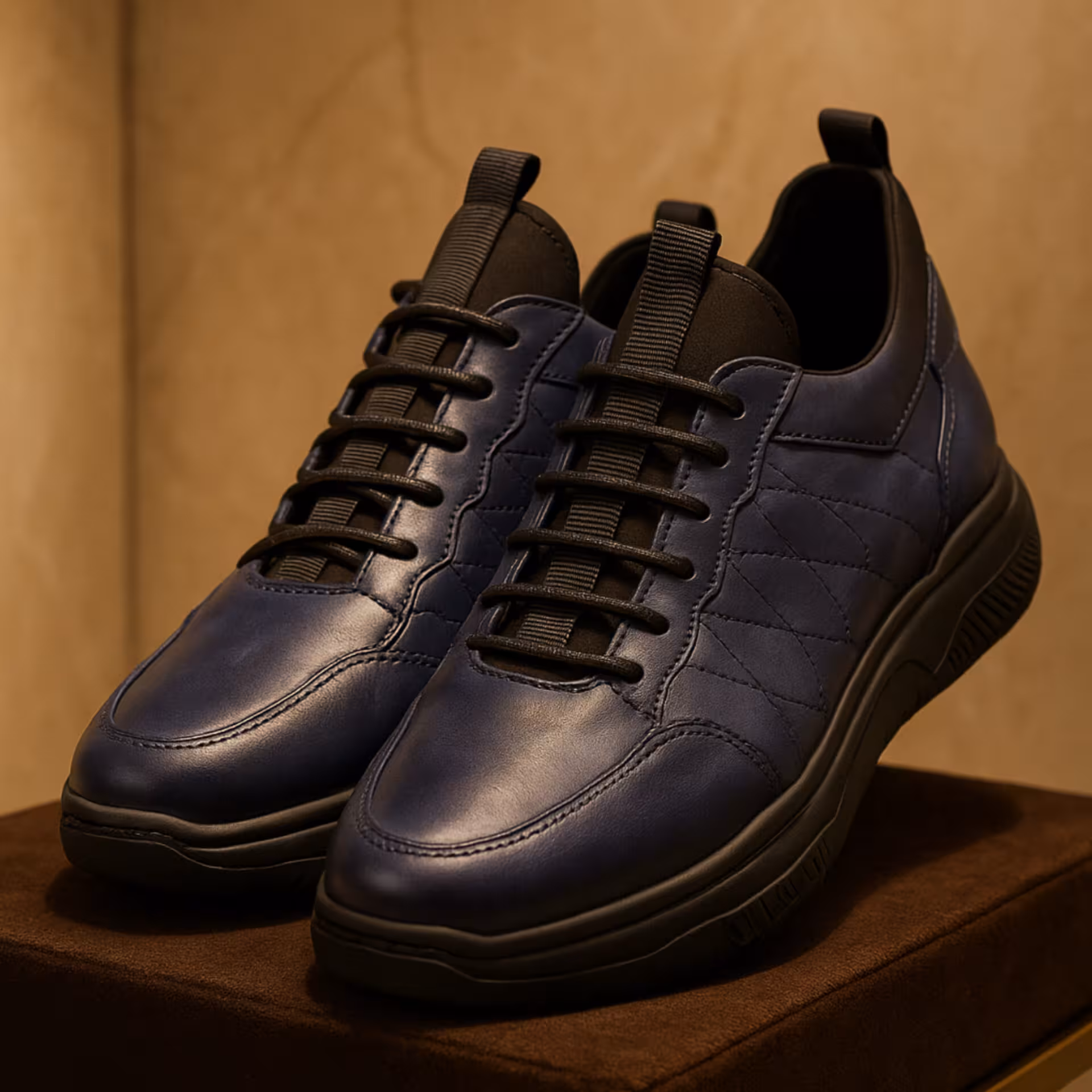 کفش چرم مردانه اسپرت کد SP203NV رنگ سرمه ای