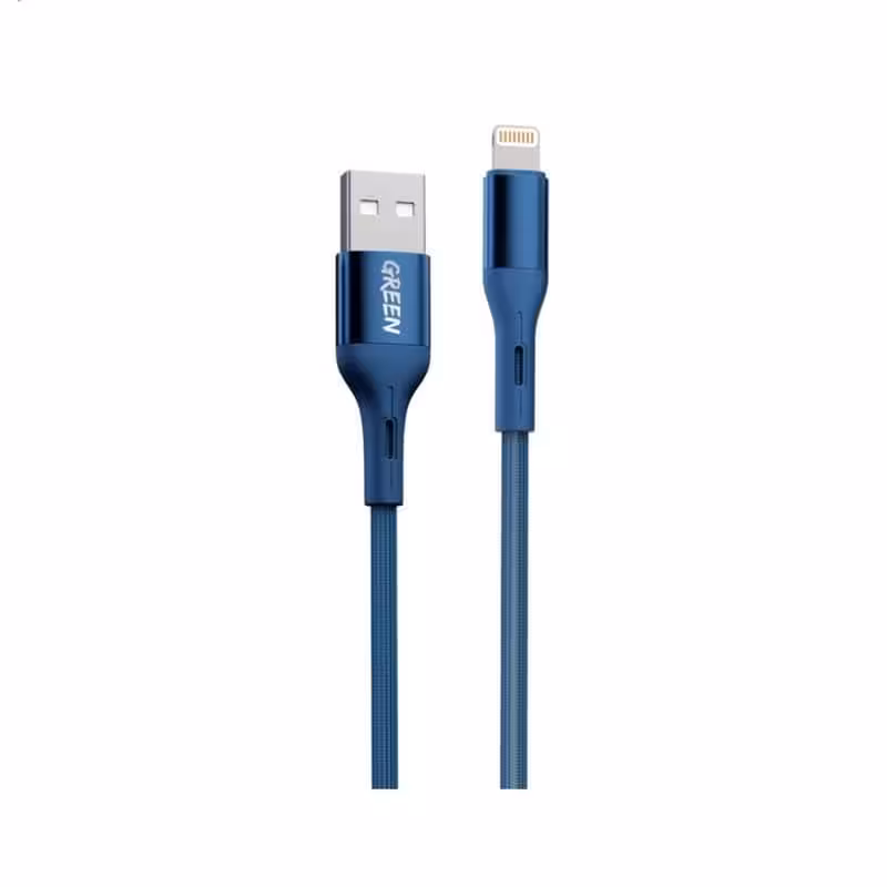 کابل لایتنینگ گرین Green braided USB-A to Lightning Cable 1.2m