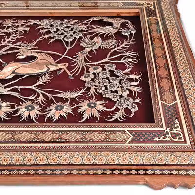 تابلو قلمزنی طرح گل و مرغ کد 4080