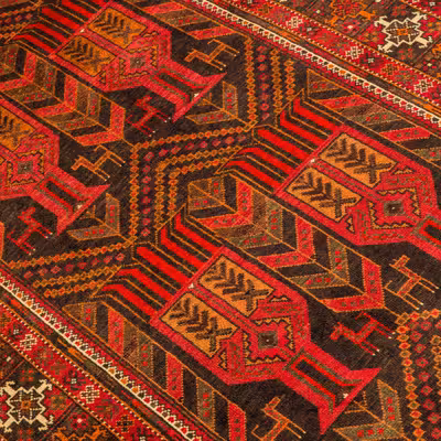 فرش دستبافت کناره طول سه متری مدل نقشه بلوچ  کد 34.2810