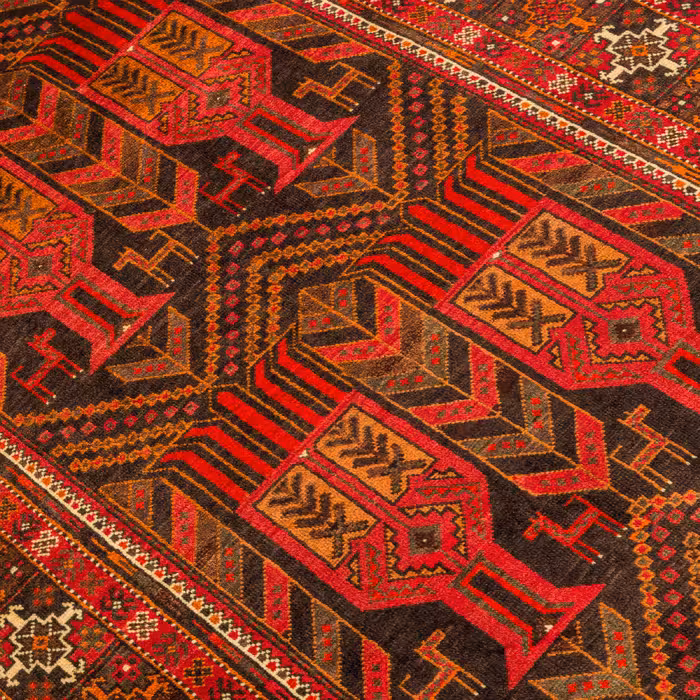 فرش دستبافت کناره طول سه متری مدل نقشه بلوچ  کد 34.2810