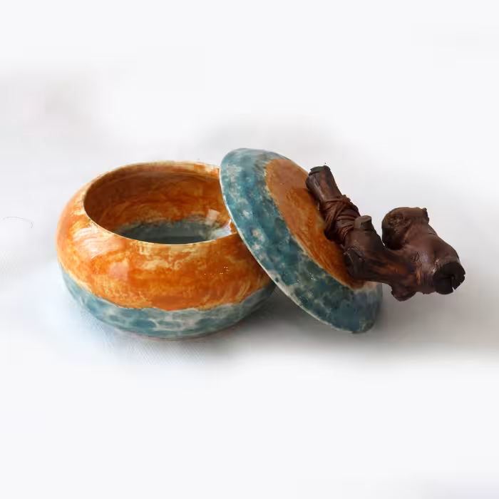 سرویس چای خوری سرامیکی 5 پارچه طرح آب و خاک مدل دستساز کد 1100