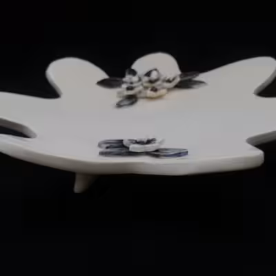 شیرینی خوری سرامیکی هیوا طرح گل یخ کد 10980700