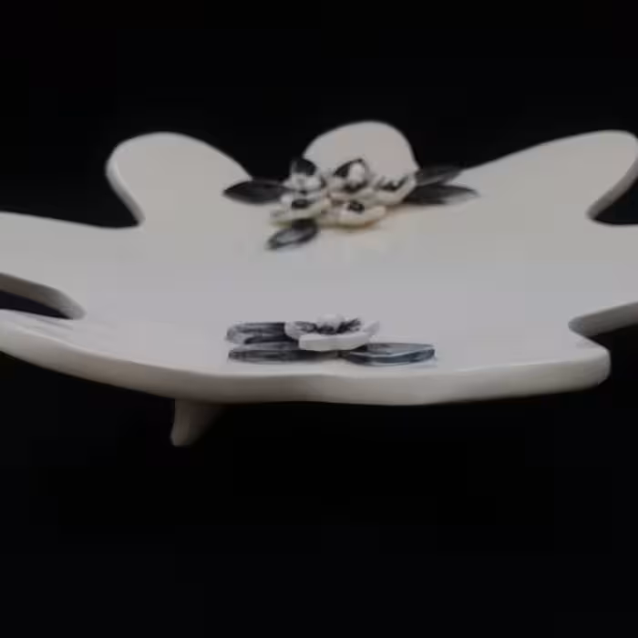 شیرینی خوری سرامیکی هیوا طرح گل یخ کد 10980700