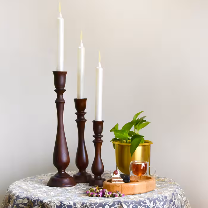 شمعدان مدل چوبی کد 02 مجموعه 3 عددی