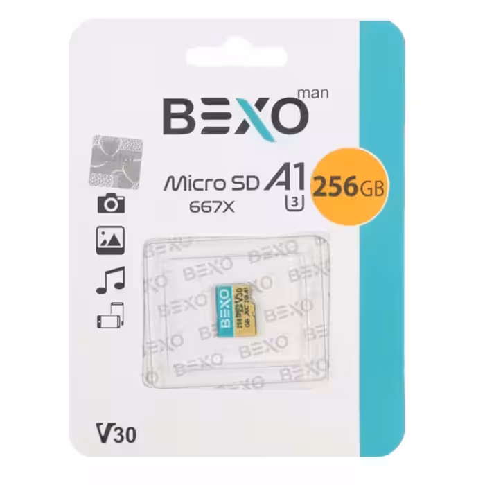 کارت حافظه microSDXC بکسو مدل Extra 667X کلاس 10 استاندارد UHS-I U3 سرعت  A1 V30 (80MB/s) ظرفیت 256 گیگابایت