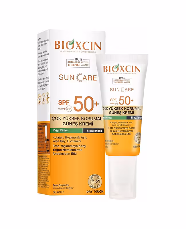 کرم ضد آفتاب رنگی بیوکسین spf 50 مناسب پوست چرب 50 میل