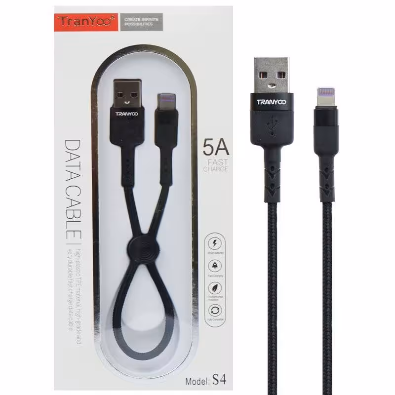 کابل USB به لایتنینگ ترانیو مدل S4 طول 30سانتیمتر 5آمپر