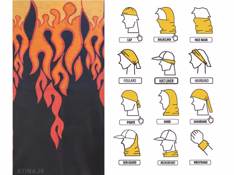 دستمال سر و گردن طرح شعله آتش