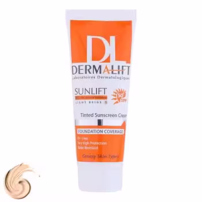 کرم ضد آفتاب رنگی درمالیفت مدل Sunlift SPF50 بژ روشن، حجم 40 میلی‌لیتر