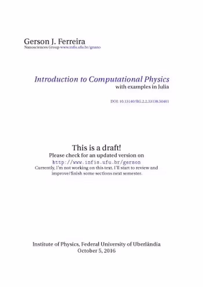 خرید و دانلود نسخه کامل کتاب Introduction to Computational Physics with examples in Julia programming language