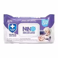 دستمال مرطوب دست و صورت بزرگسالان بسته 70 عددی نینو