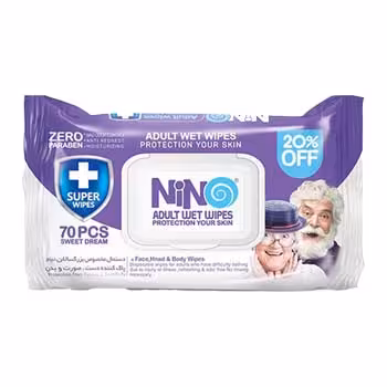 دستمال مرطوب دست و صورت بزرگسالان بسته 70 عددی نینو