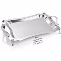 سینی مستطیل بزرگ دسته نقره ای Wave ساده پایه دار ریور کد B1137