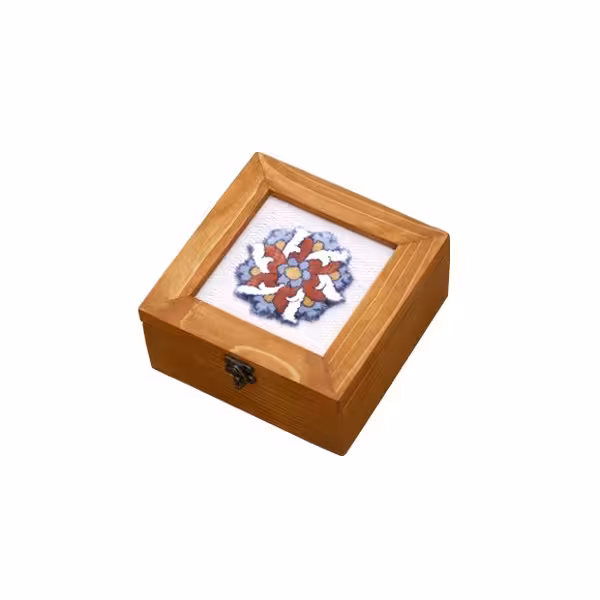 جعبه فرش چوبی 15*15 گل شش پر