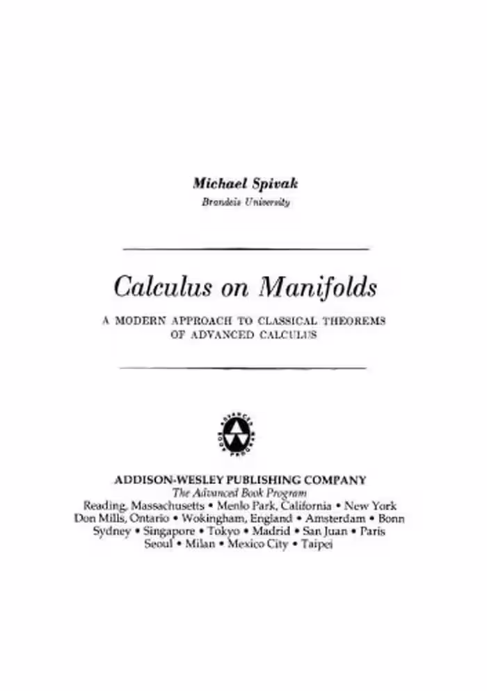 خرید و دانلود نسخه کامل کتاب Calculus On Manifolds: A Modern Approach to Classical Theorems of Advanced Calculus