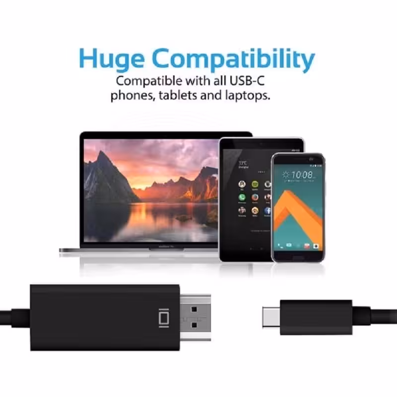 کابل تبدیل USB-C به HDMI برای اتصال لپ تاپ و تبلت و گوشی به تلوزیون و پروژکتور
