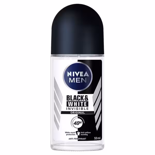 مام رول  مردانه نیوا مدل بلک اند وایت BLACK & WHITE Nivea 50ML