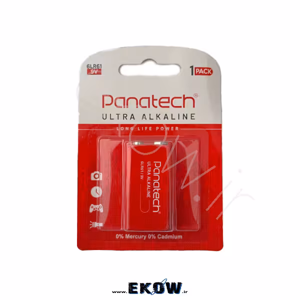 باتری کتابی آلکالاین پاناتک (باتری کتابی PANATECH 6LR61 ULTRA ALKALINE 9V)