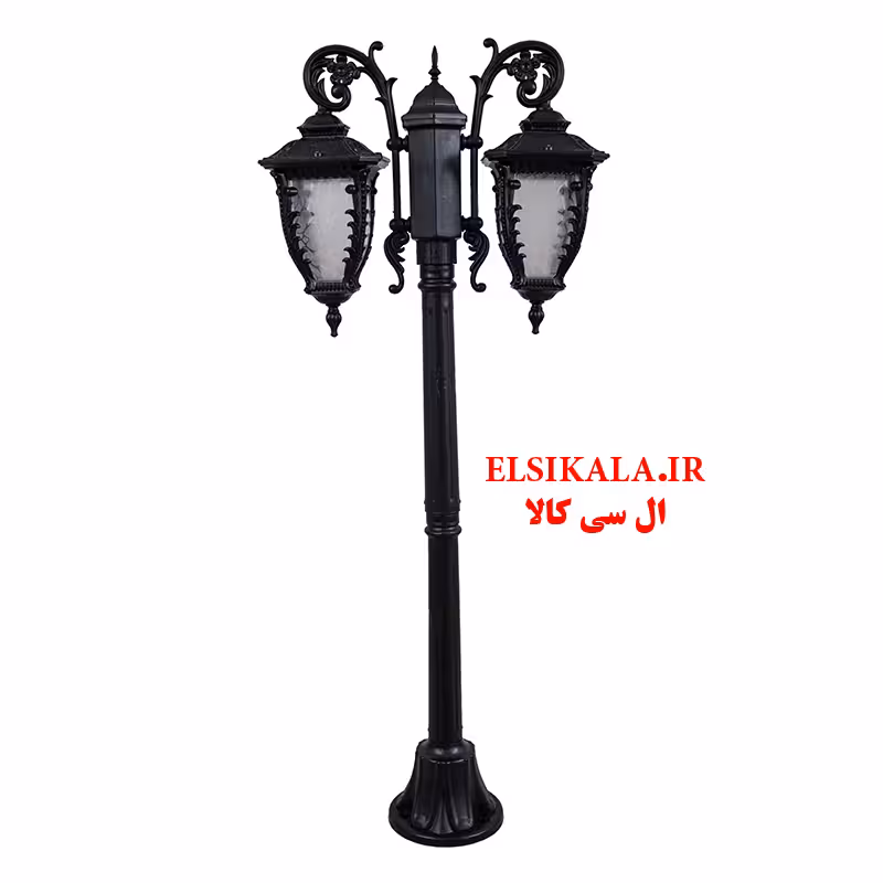 چراغ حیاطی مدل کارن دوشعله مشکی با پایه و بدون پایه