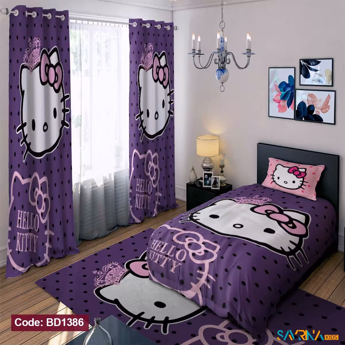 ست اتاق خواب دخترانه طرح کیتی کد BD1386