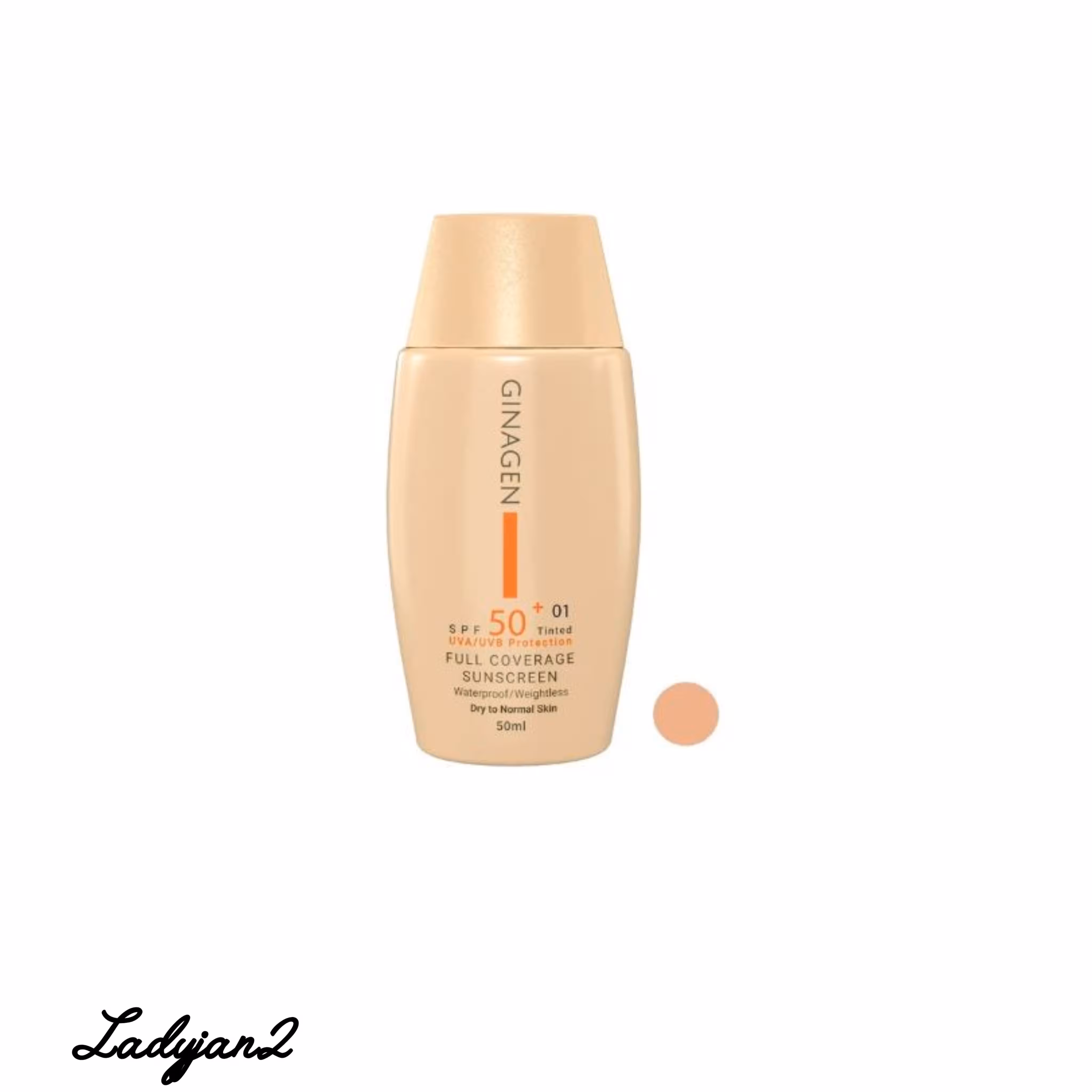 کرم ضد آفتاب رنگی ژیناژن SPF 50 مدل 01 ‌مناسب پوست‌های خشک و نرمال حجم 50 میلی‌لیتر