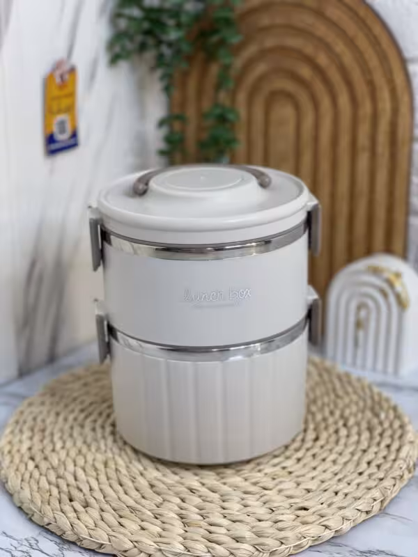 ظرف غذا (لانچ باکس) دو طبقه داخل استیل وارداتی