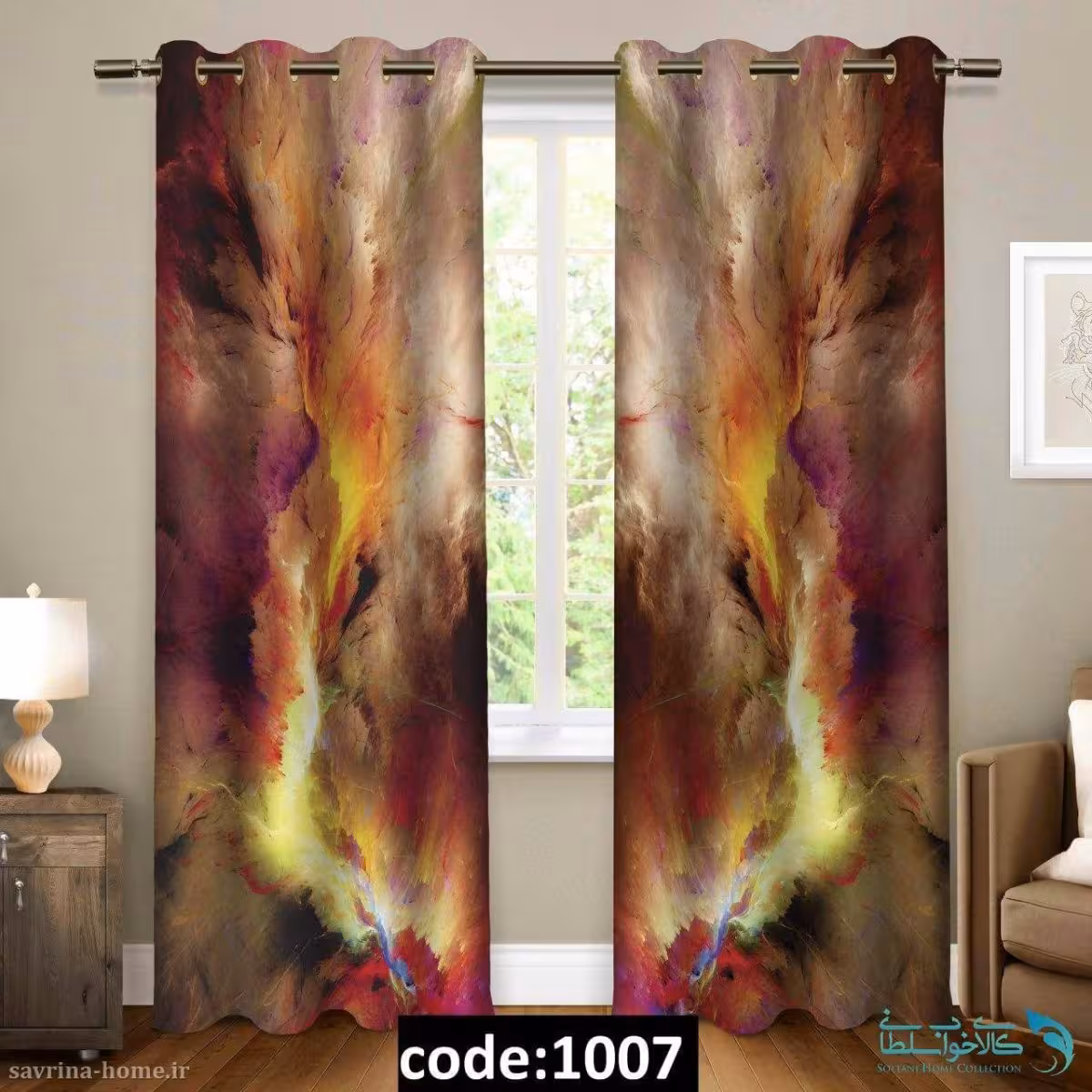 پرده پانچی طرح آبستره مدل Sh-1007