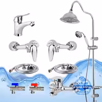 ست 9 عددی شیرآلات برند آیدا صنعت مدل قهرمان اردکی | شیر روشویی   حمام   دو عدد توالت   علم دوش یونیورست مدل شیپوری   دو شلنگ توالت   دو عدد شیر پیسوار | کروم براق