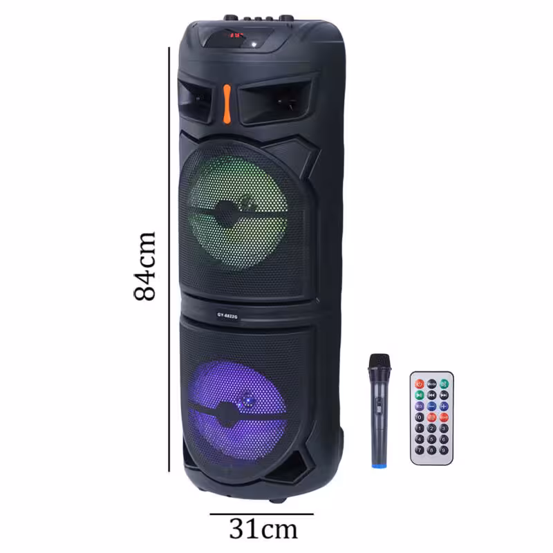 اسپیکر چمدانی بی سیم قابل حمل GY-8822G همراه با میکروفون و ریموت کنترل