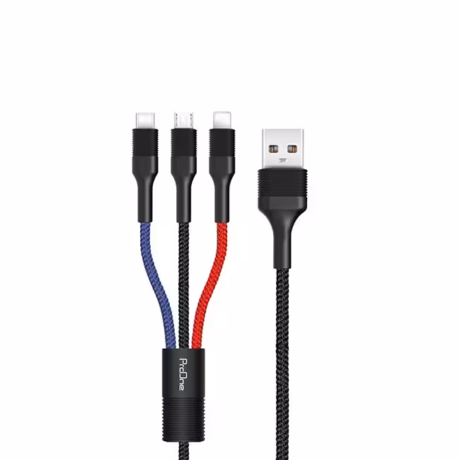 کابل تبدیل USB به USB-C / microUSB / لایتنینگ پرووان مدل PCC280 طول 1 متر