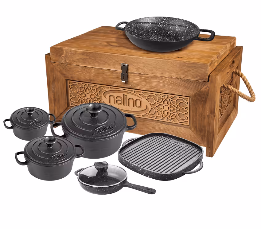 سرویس چدن نالینو 10 پارچه مدل bona (با جعبه چوبی)