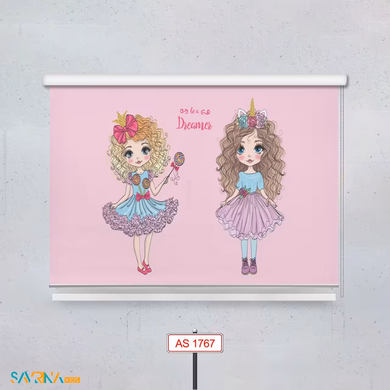 پرده شید بچگانه طرح دختر مو فرفری کد AS1767