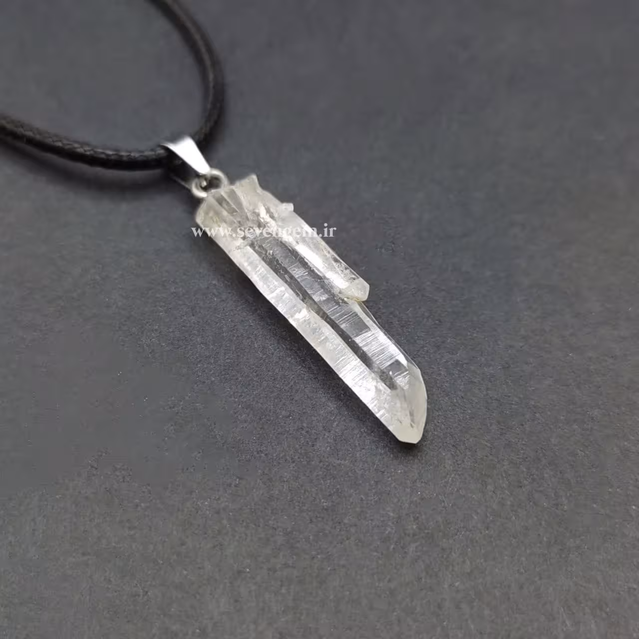 گردنبند تک بلور کریستال کوارتز ایران (کدA683)