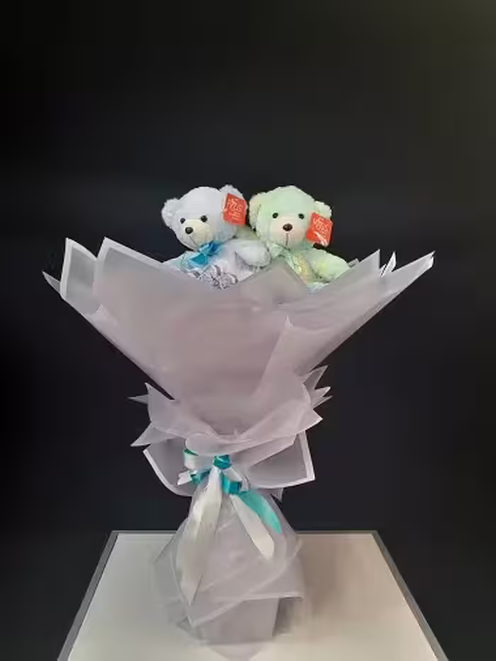 دسته گل عروسکی خرس آبرنگی