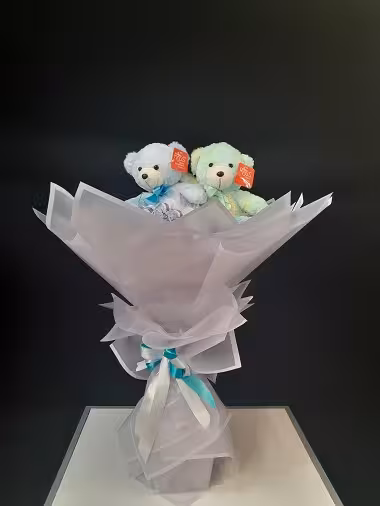 دسته گل عروسکی خرس آبرنگی