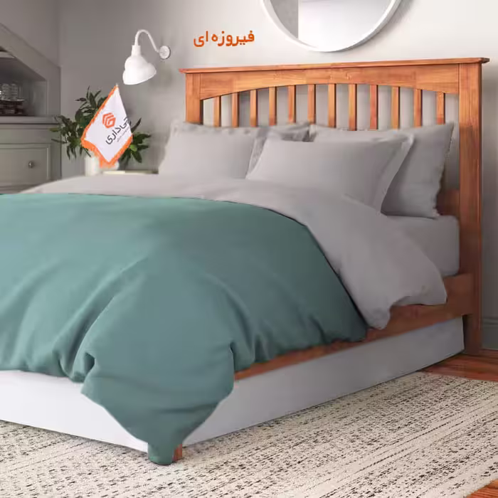 سرویس روتختی کاوری دورنگ چیداری فیروزه ای طوسی دو نفره چهار تکه