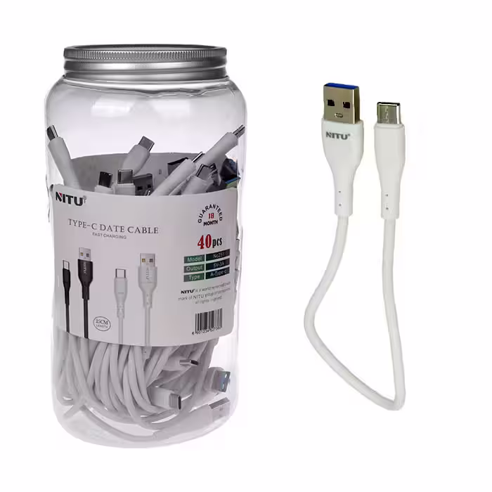 کابل بدون پک تایپ سی فست شارژ نیتو NITU NC251 25cm