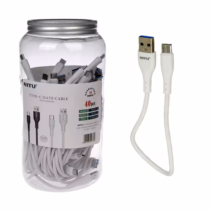 کابل بدون پک تایپ سی فست شارژ نیتو NITU NC251 25cm