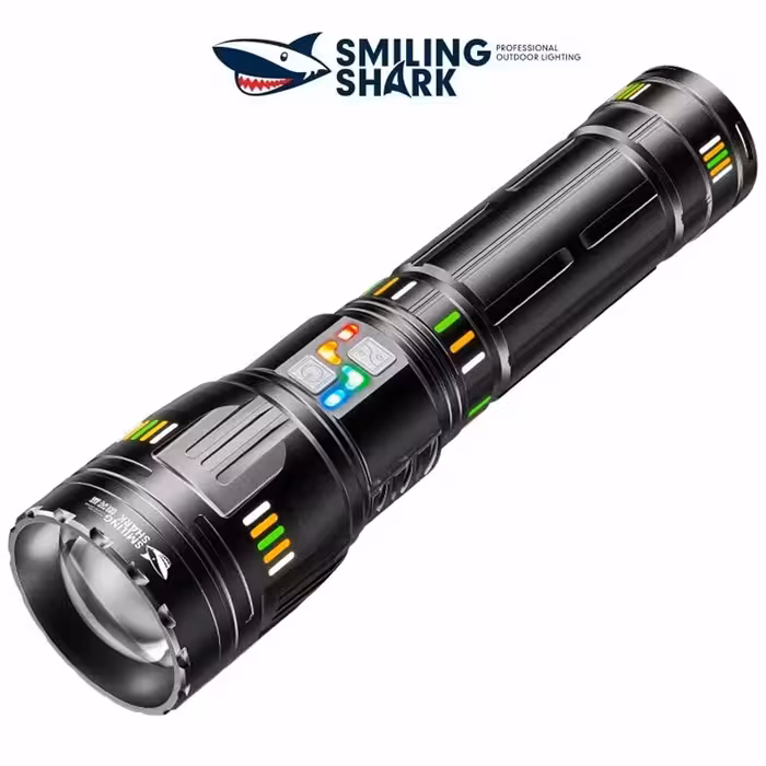 چراغ قوه پر نور شارژی و پاوربانک اسمایلینگ شارک SD-5996