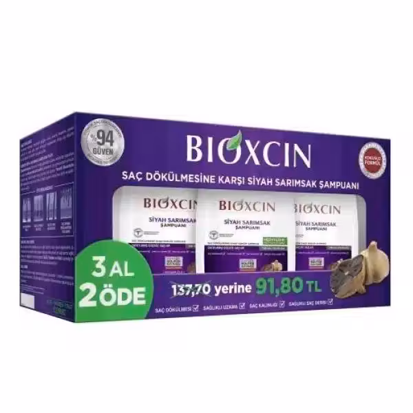 پک 3 عددی شامپو بیوکسین BIOXCIN حاوی سیر سیاه حجم 300 میل