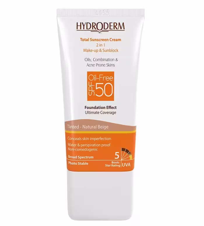هیدرودرم-ضد افتاب کرم پودری فاقد چربی SPF50بژ طبیعی