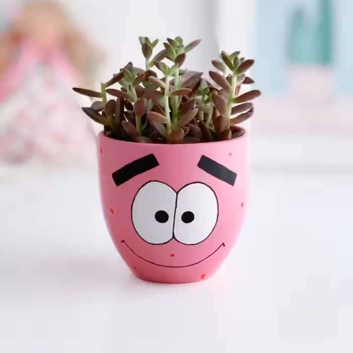 گلدان سفالی طرح پاتریک اجرا شده با تکنیک اکرلیک در سایز متفاوت