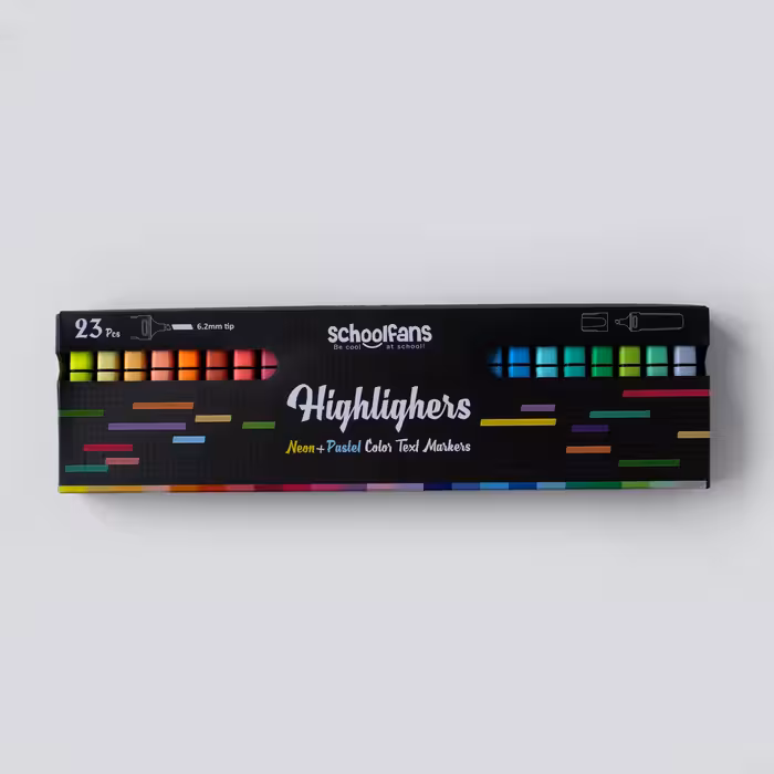 پک هایلایتر 23 رنگ بلک ادیشن اسکول فنس (schoolfans)