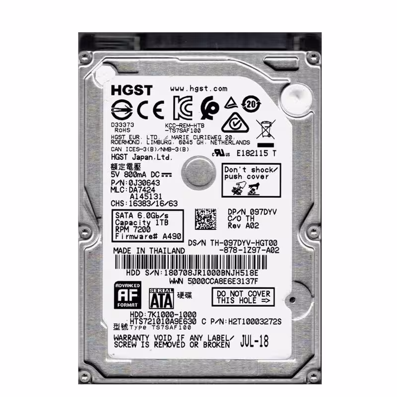 هارد دیسک اینترنال HGST ظرفیت 1 ترابایت 7200 دور -کاستوم با گارانتی یکساله داده پردازان